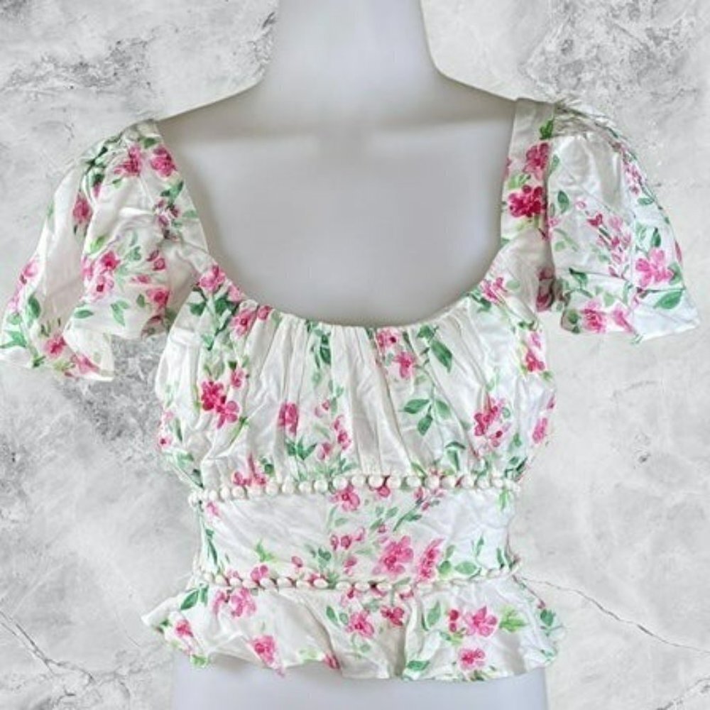 MAJORELLE Lakeland Floral Crop Top - White Raspberry - Picture 3 of 8